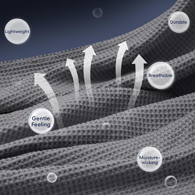 PHF Pre-Washed 100% Cotton Waffle Weave Blanket King Size for Bed,Snag Proof Throw Blanket for Couch Spring Summer Lightweight Breathable,Machine Washable, Home Decor Gift - Charcoal