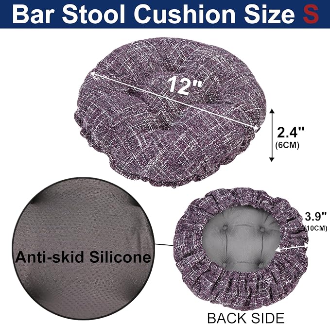 SINOSSO Modern Bar Stool Cushion Dia.12, Fashion Interweaving Design Anti-Skid Silicone Round Stool Seat Cushion Cover Padded (Purple, S,1)