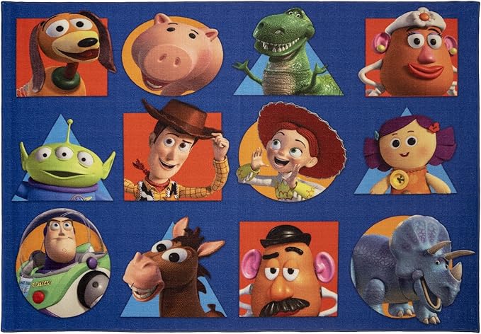 Gertmenian Disney Pixar Toy Story Indoor Area Rug - 4x6 Large, Non-Slip, Ideal for Children in Bedroom, Game Room, Classroom, Nursery or Play Area - Navy Blue, 31204