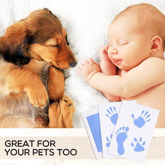 Jetec 60 Set Inkless Baby Footprint and Handprint Kit, Clean Touch Ink Pad for Baby Hand and Footprints, Dog Paw Print Kit with Ink Pads and Imprint Cards for Newborns Babies Pets Gifts (12 Colors)