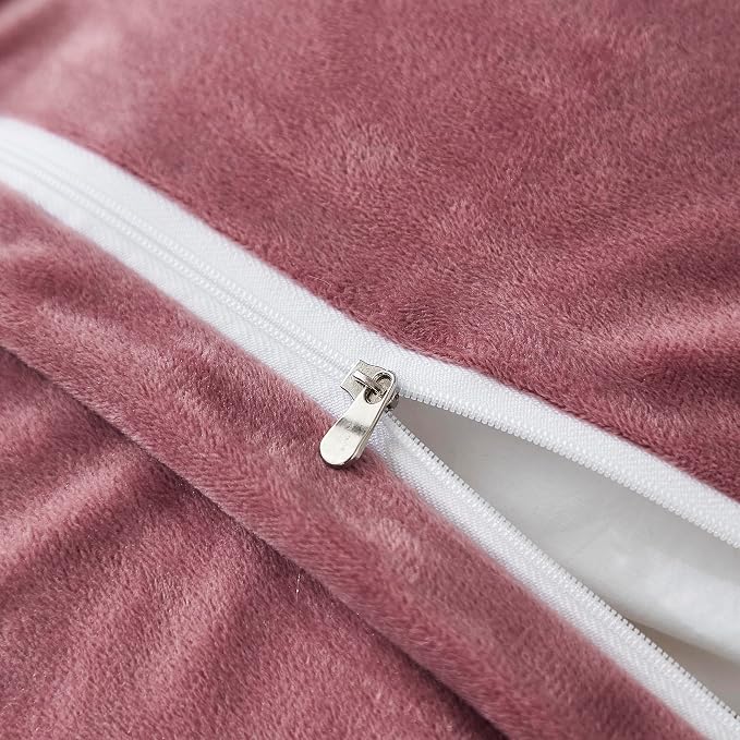 Faux Fur Velvet Fluffy Bedding Duvet Cover Set Down Comforter Quilt Cover with Pillow Shams, Ultra Soft Warm and Luxury (King, Dusty Rose)