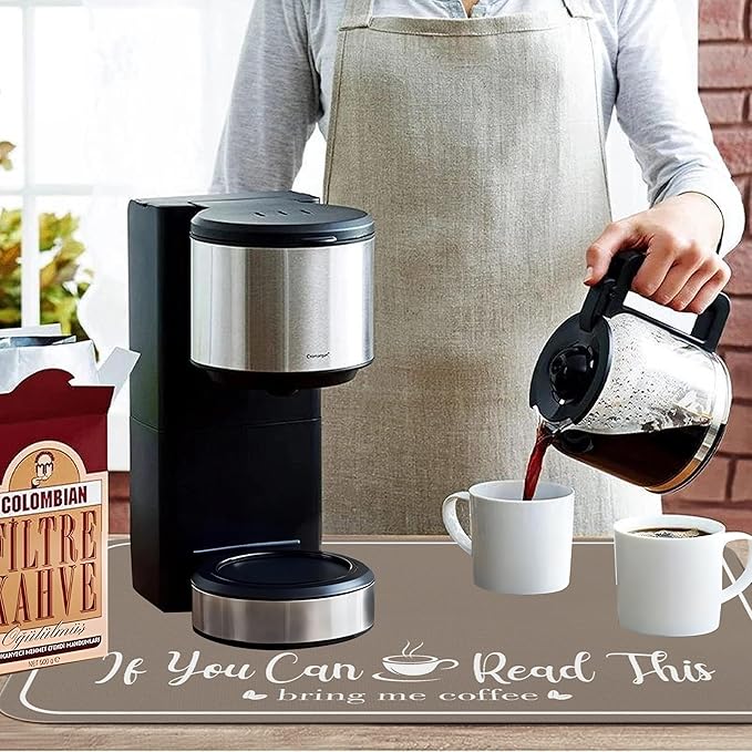 Coffee Bar Mat for Countertops 19inx12in,Absorbent Hide Stain Anti-Slip Cafe Bar Accessories Fit Under Coffee Machine Mat,dish drying mats for kitchen