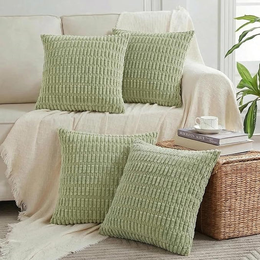 Fancy Homi 4 Packs Decorative Throw Pillow Covers for Living Room Couch Bed, Modern Farmhouse Boho Home Décor Accent Cushion Case, 24" x 24" (Pack of 4), Sage Green
