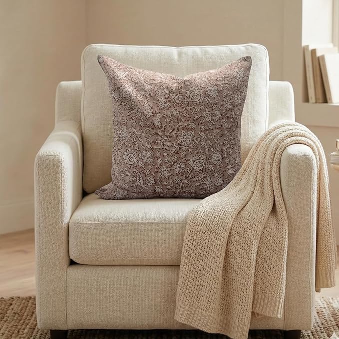 Linen Throw Pillow Covers 20x20 inch Blush Pink Decorative Pillow Covers for Living Room, Bedroom