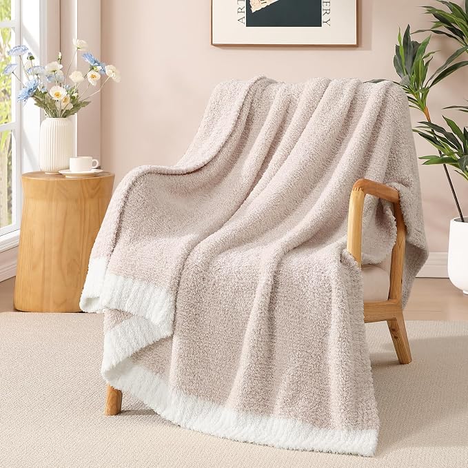 WRENSONGE Soft Throw Blanket for Couch-Cozy Reversible Knitted BlanketsW | Lightweight Warm Fluffy Decor for Women, Mom, Her & Girls, Sofa, Chair, Bed, 50x70in, Cationic Dyeing Taupe