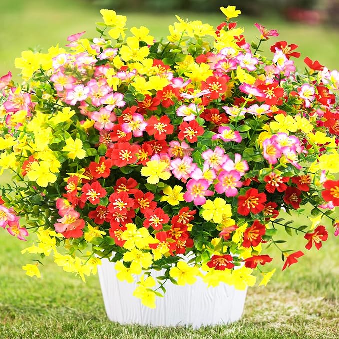 trytuny Artificial Flowers for Outdoor, UV Resistant Realistic Fake Flowers and Faux Plants for Indoor Outdoor, Garden Patio Porch Window Box Decor All Year
