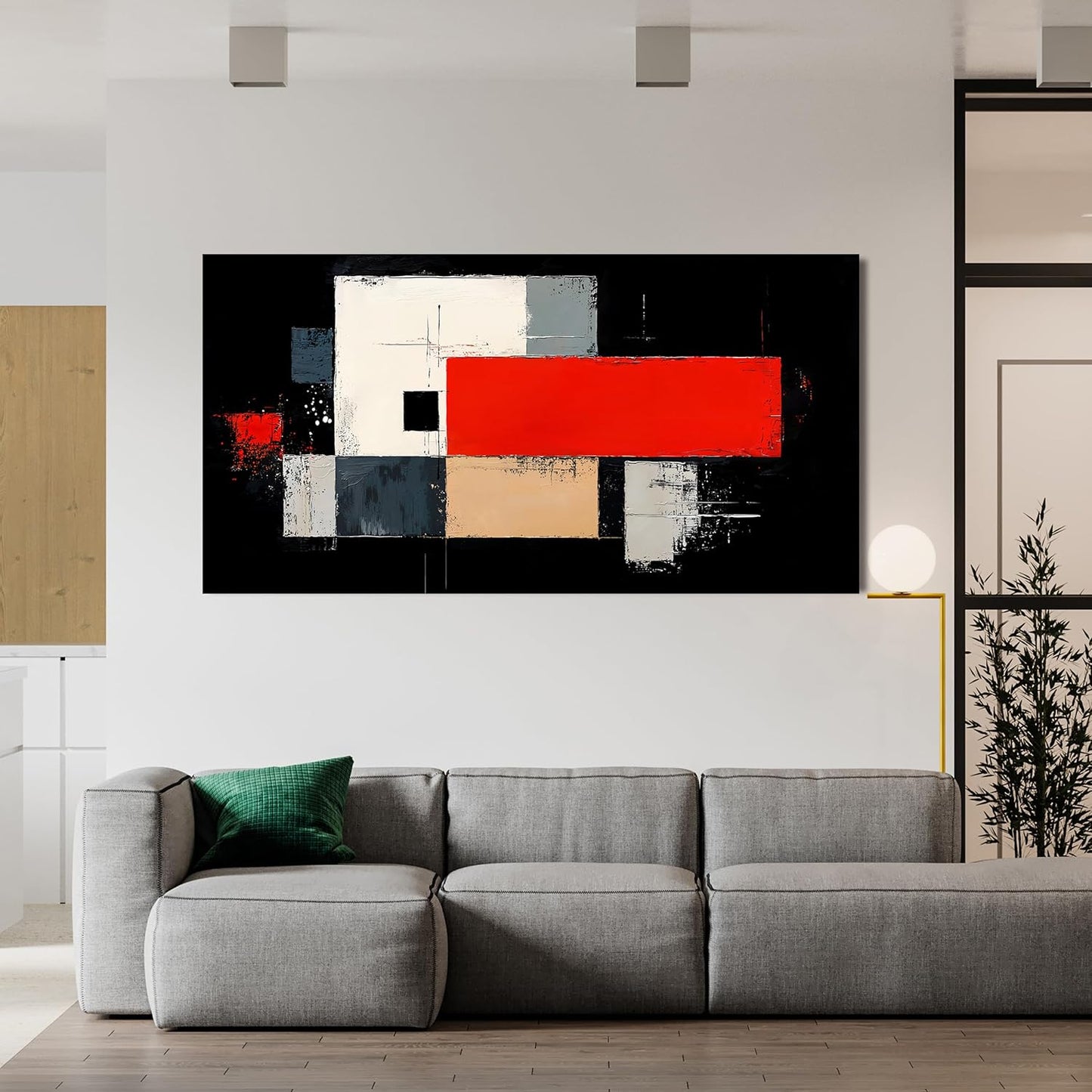 Abstract Wall Art Decor Wall Art Pictures for Living Room Abstract Canvas Art Wall Decor Black and White Wall Art Prints Artwork for Walls Modern Red Wall Art Decorations Home Office Decor 20" X 40"