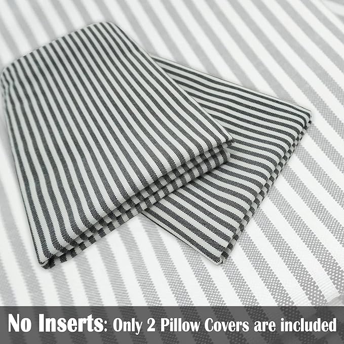 CARRIE HOME Black White Farmhouse Striped Pillow Covers 18x18 Set of 2 Black and White Farmhouse Decor Pillows for Sofa Bedroom and Chair