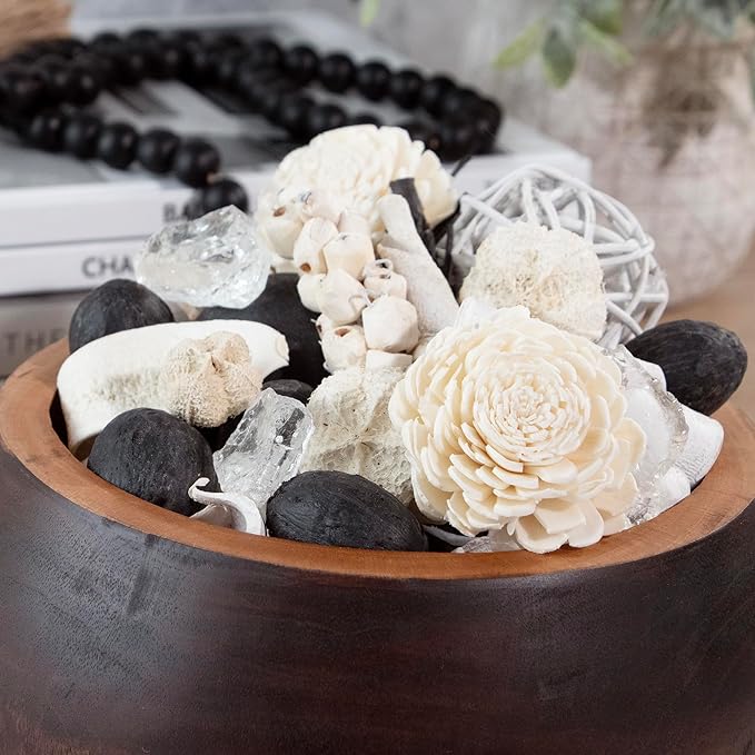 ANDALUCA Maison Box Fragrance Potpourri Decorative Vase & Bowl Filler Home Décor (Black & White Satin)