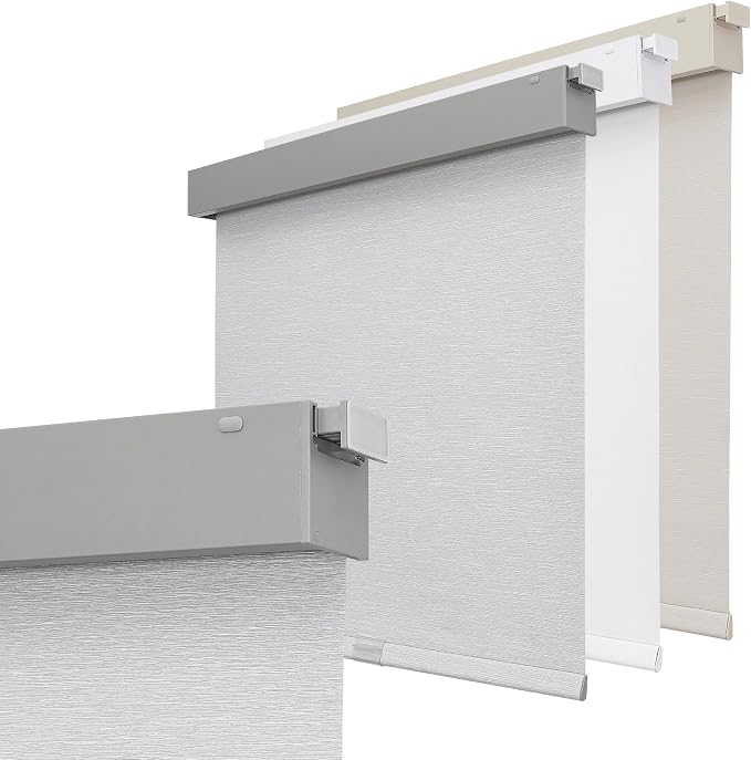 Joydeco No Drill Blackout Shades, Free-Stop Cordless Roller Shades, UV Protection, Thermal Insulated Blinds for Indoor Windows, Easy Install Window Blinds for Home and Office (Grey, Custom Size)