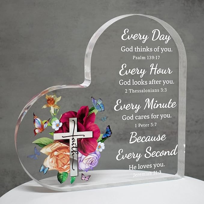 Christian Gifts for Women Birthday, Inspirational Gifts for Women Friends, Acrylic Bible Verse Decor, Valentines Religious Gifts for Mom, Sister, Scripture Dorm Room Decoration