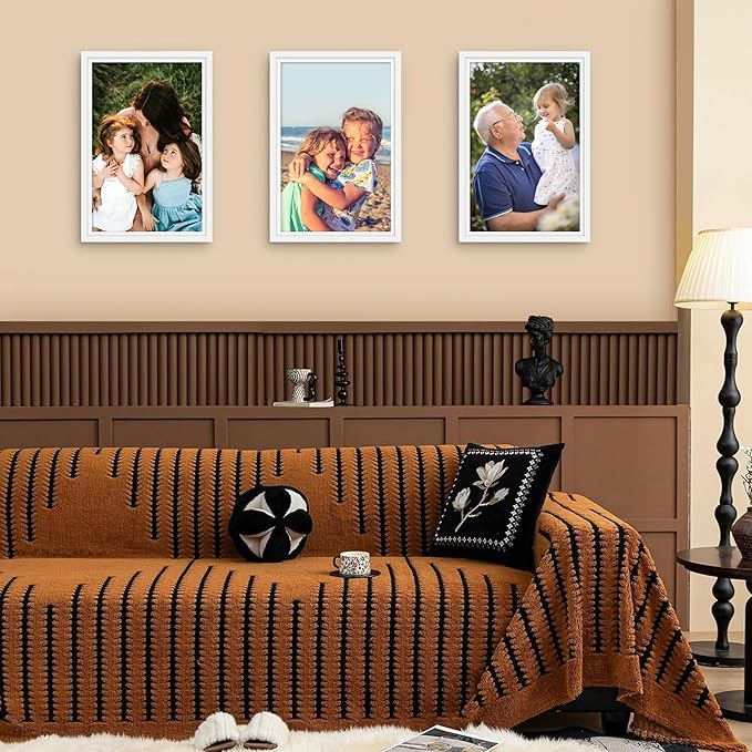 Picrit 12x18 Poster Frame Set of 12, Display 11 x 17 with Mat or 12 x 18 without Mat, Photo Frames for Wall Mounting Display, White