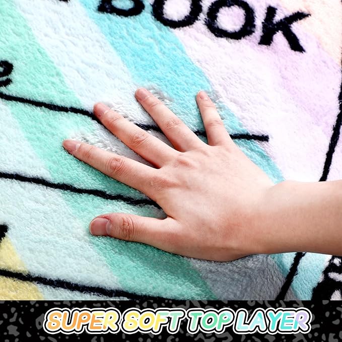 3.3 x 4 ft Composition Notebook Rug Classroom Decor Educational Area Rug Back to School Kid Reading Calming Corner Soft Fluffy Pastel Play Carpet for Nursery Playroom