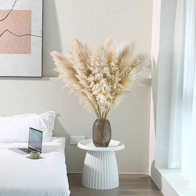 Wertuirk 10 Stems 46 inch Tall Pampas Grass Decor - Large Fluffy Dried Pompas Grass for Floor Vase - Rustic Wedding, Baby Shower, Party, Farmhouse, Boho Home Decor