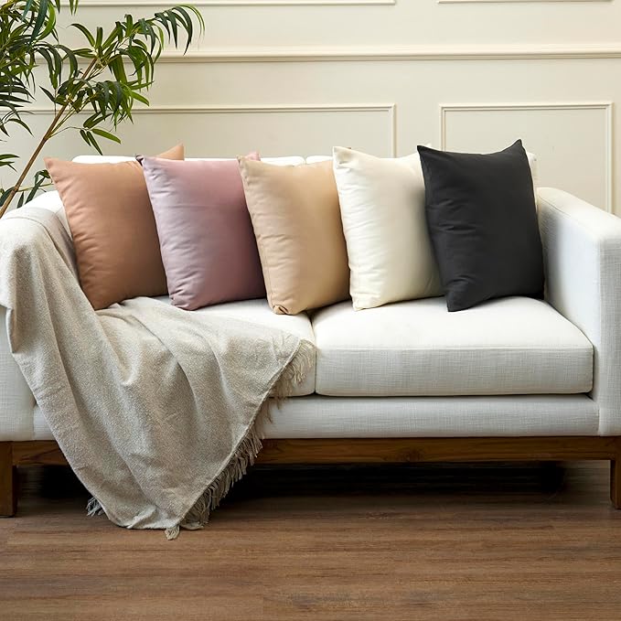 Encasa XO Throw Pillow Covers 18x18 in Set of 2 Mauve | No Inserts | Cotton Pillow Covers for Living Room, Bed, Sofa, Couch | Decorative Cushion Covers with Improved Zipper