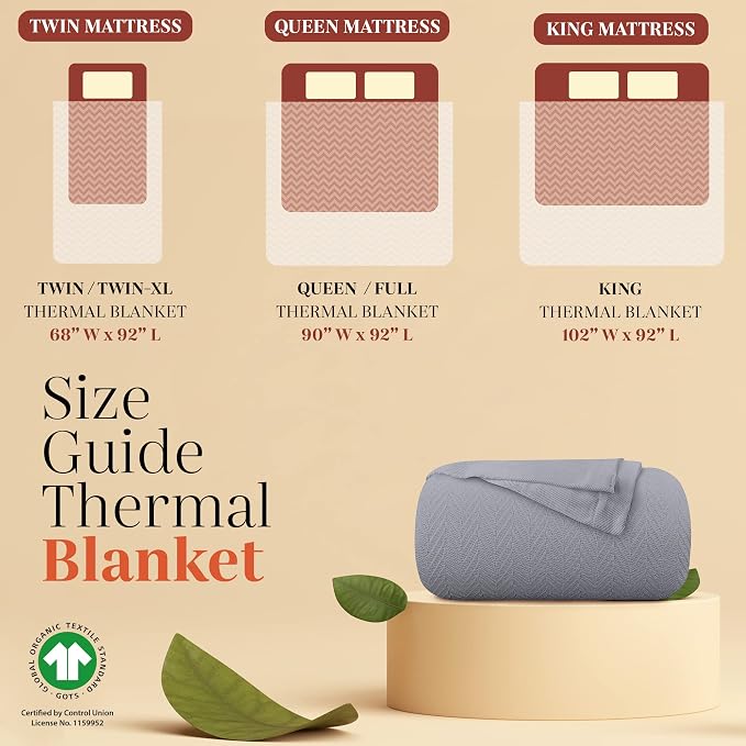 Mayfair Linen Cotton Throw Blankets for Bed King Size - Herringbone Pattern Cotton Blankets King Size (1 PC, Dark Grey), Breathable, Soft & Cozy Thermal All Season Throw for Bed Couch Chair Outdoors