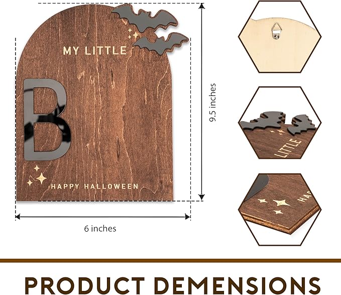 My Little Boo Wooden Halloween Sign – Baby Footprint Ghost Keepsake Plaque – Happy First Halloween Nursery Décor – Rustic Wooden Tabletop Sign for Baby. Newborn. Halloween baby