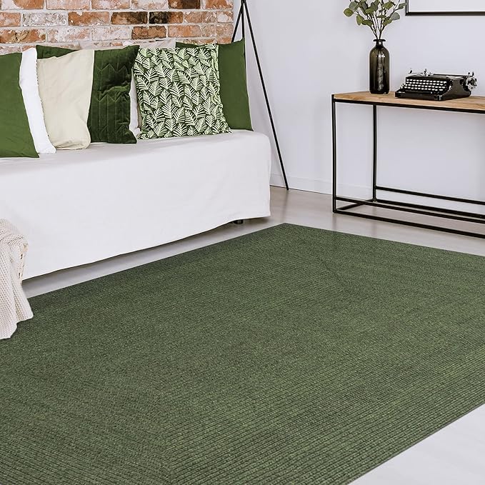 Superior Indoor/ Outdoor Large Area Rug, Reversible Braided Home Floor Decor for Living Room, Kitchen, Entryway, Patio, Front Porch, Deck, Modern, Boho, Farmhouse Style, 8' x 10', Green