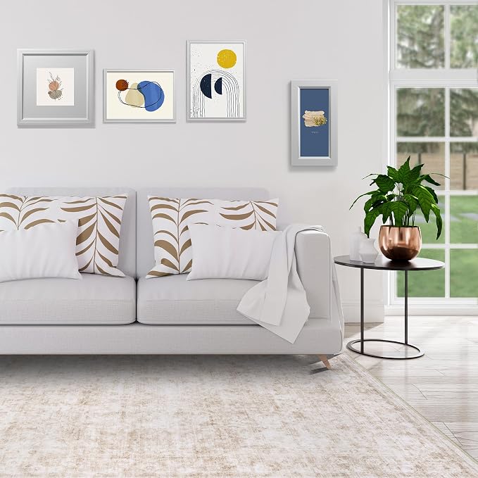 8x10 Area Rugs for Living Room Rug Washable: Modern Large Rug for Dining Room Bedroom Carpet Non Slip 8 by 10 Indoor Abstract Nursery Home Office Beige White