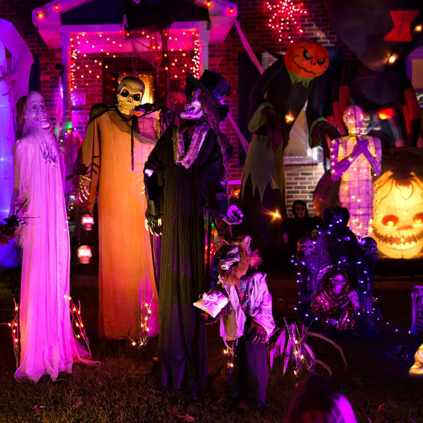 XTF2015 Orange Purple Halloween String Lights, Halloween Light 105ft 300 LED Color Changing, End to End Plug Waterproof Halloweens Decoration Lights Outdoor Indoor for Bedroom Patio Decor