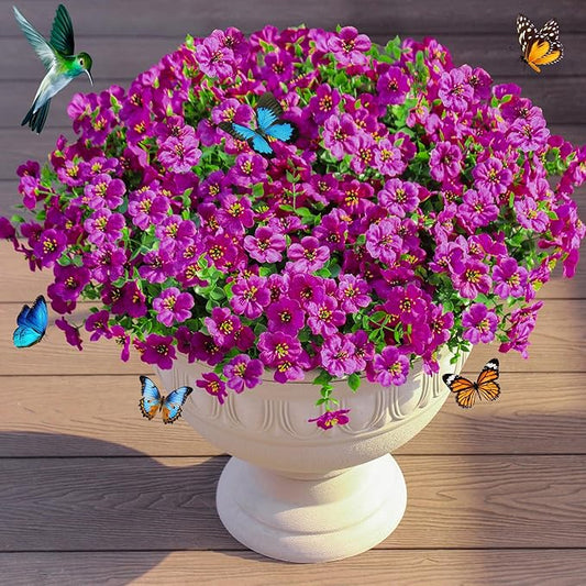 Artificial Flowers for Outdoor Decor, 16 Pack UV-Resistant Fake Purple Silk Daisy Flowers, Perfect for Spring & Summer Decorating – Front Porch, Patio, Window Boxes, and Potted Plants
