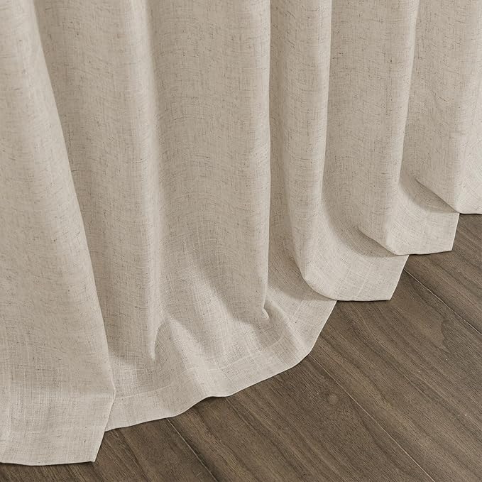 Boho Linen Curtains for Living Room 94 Inches Long Light Filtering Semi Sheer Curtain Back Tab Boho Eclectic Home Decor Elegant Luxury Farmhouse Drapes for Bedroom Dinner Room 52x94, 2 Panels