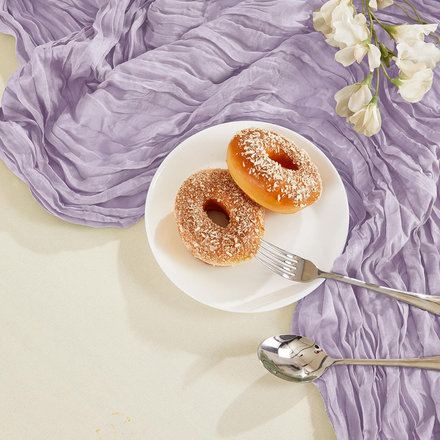 6 Pack Purple Cheesecloth Table Runner 10FT Long Boho Gauze Table Runner Rustic Sheer Runner for Wedding Bridal Baby Shower Birthday Party Table Decor Thanksgiving Christmas Decorations