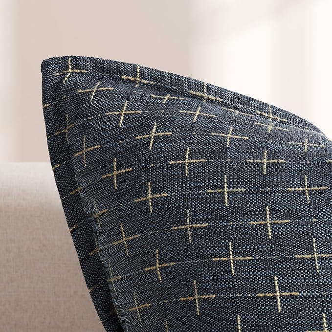 ZWJD Pillow Covers 18x18 Set of 2 Soft Polyester Textured Pillow Covers with Stylish Flange Edge Cozy Farmhouse Throw Pillows for Couch Bed Sofa Living Room