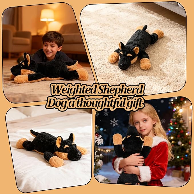 CSVBTRF Weighted Stuffed Animals, 4.1 lbs 20" German Shepherd Plush Hugging Pillow, German Shepherd Dog Stuffed Animal Gifts for Kids Boys and Girls