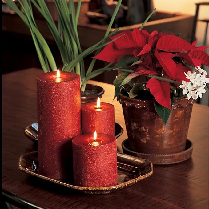 Root Candles Unscented Premium Beeswax Blend Pillar Candle, 4" x 6", Garnet