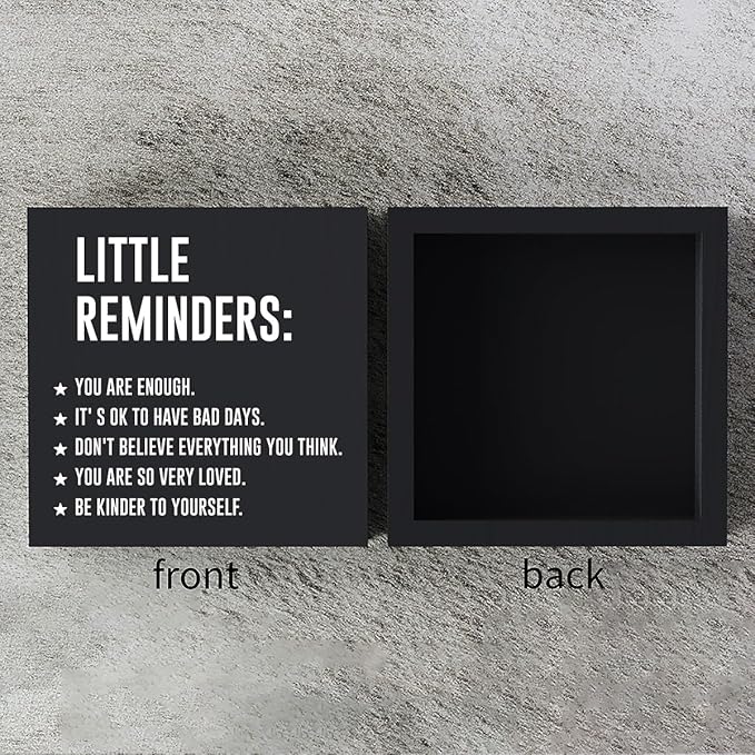 Inspirational Mental Health Gifts Home Office Decor Black Wooden Box Sign for Living Room Dorm College Shelf Bedroom Counter Tabletop Desk Decor Encouragement Gifts Wood Sign