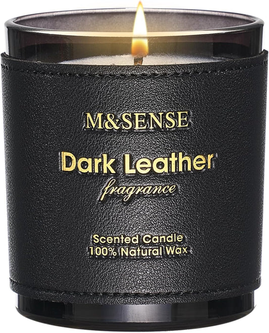 M&SENSE Tobacco Leather Berries Scented Candles, Heavy Scented Candles,Vegan Soy Wax,10oz 42-Hour Long Burning Time,Relax Home Fragrance, Cozy Romance Fancy Gifts for Man Dad in Living Rooms Bedroom