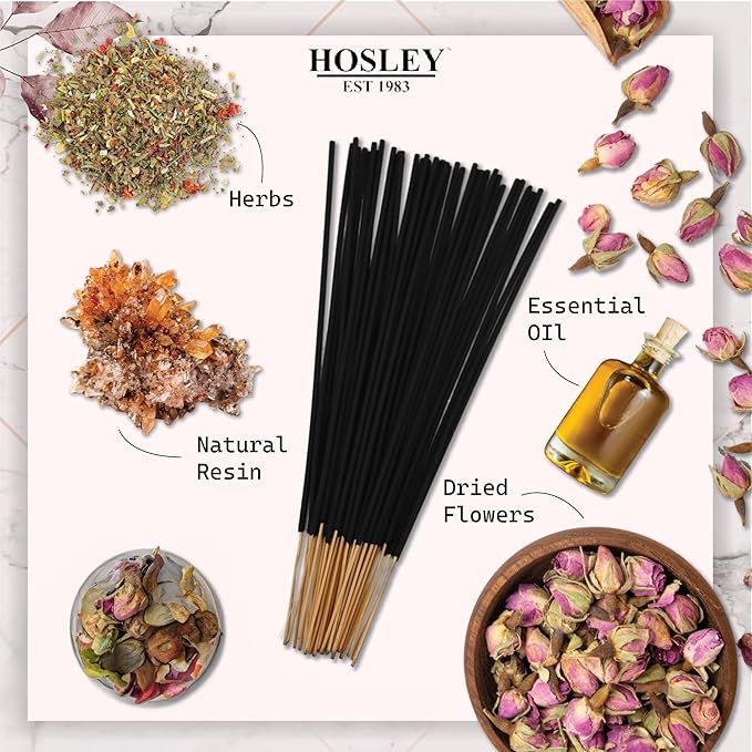Hosley 480-Pack Assorted Incense Sticks, 12 Scents Incl. Nag Champa, Lavender, Dragon’s Blood, Grab Bag, Ideal for Meditation, Aromatherapy, Home, Gifts