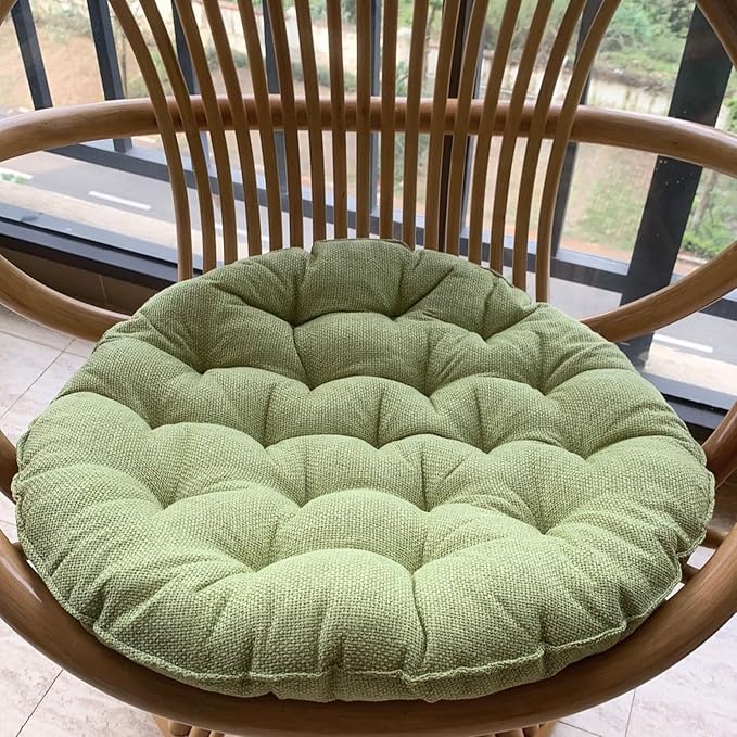 Large Linen Floor Cushions,Round Futon Pillows Japanese Style Tufted Floor Pillows Meditation Cushions for Seating On Pad for Yoga Sofa Balcony(Size:26x26inch,Color:Light Green)