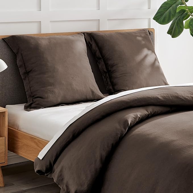 Levtex Home - 100% French Flax Linen - Euro Sham - French Flax Washed Linen - Cocoa - Sham Size (26 x 26in.)
