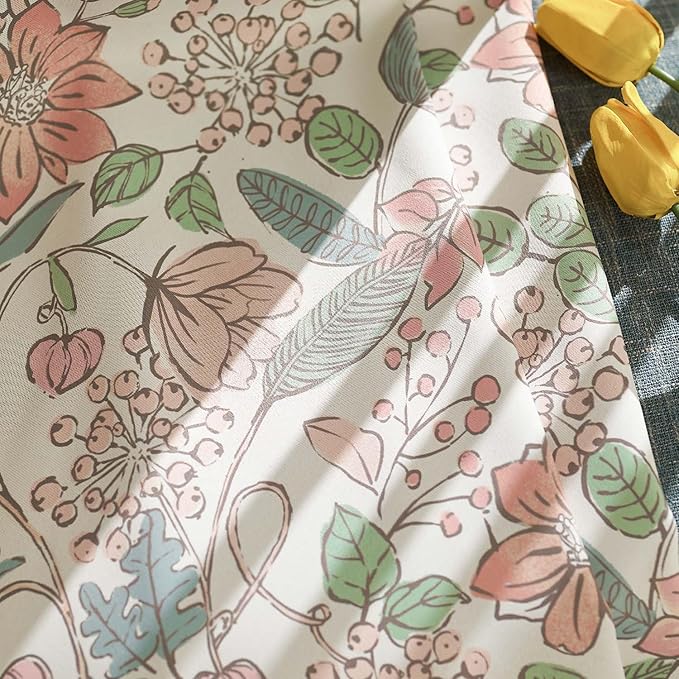 Vangao Pink Nursery Curtains for Girls Room Floral Blackout Curtains 96 Inch Length Farmhouse Drapes for Bedroom Room Darkening Window Flower Patterned Treatment for Kids Set of 2
