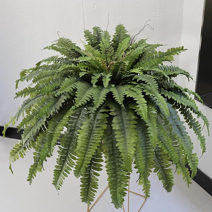 50" Fake Ferns Artificial Plants Large, 98 Fronds Artificial Ferns for Outdoors and Indoors, Suitable for Planter Garden Porch Office Decor