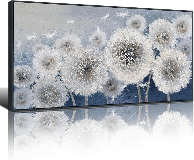Pogusmavi Dandelion Wall Art Modern Wall Decor Botanical Framed Artwork for Walls Office Artwork Pictures for Bedroom Canvas Painting for Living Room 30x60 Black Framed