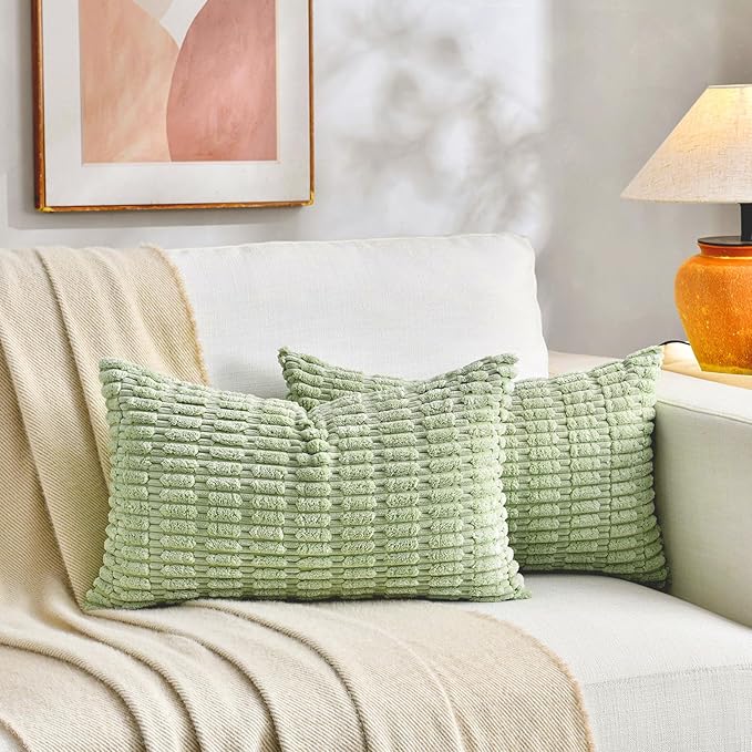 Fancy Homi 4 Packs Decorative Throw Pillow Covers for Living Room Couch Bed, Modern Farmhouse Boho Home Décor Accent Cushion Case, 20" x 12" (Pack of 4), Yellow Green Series