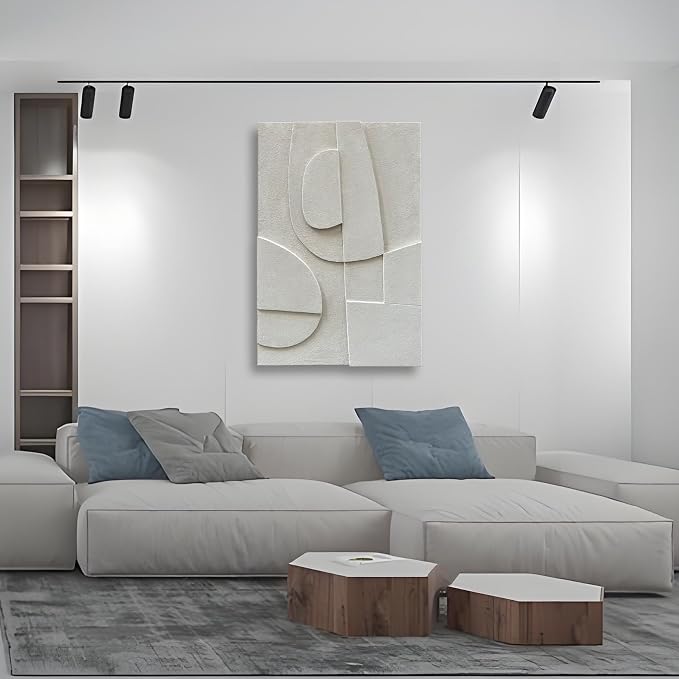 Hand-Painted 36x24 inch White Abstract Wall Decoration Oil Painting Minimalist Art Home Wall Decoration Painting
