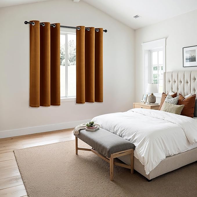 MIULEE Gold Brown Blackout Curtains - Bedroom Window Treatment Curtains Thermal Insulated Room Darkening Drapes for Living Room Kitchen Grommet Light Blocking Drapery, 40 x 54 Inches Long, 2 Panels