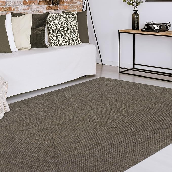 Superior Indoor/ Outdoor Large Area Rug, Reversible Braided Home Floor Decor for Living Room, Kitchen, Entryway, Patio, Front Porch, Deck, Modern, Boho, Farmhouse Style, 5' x 8', Latte