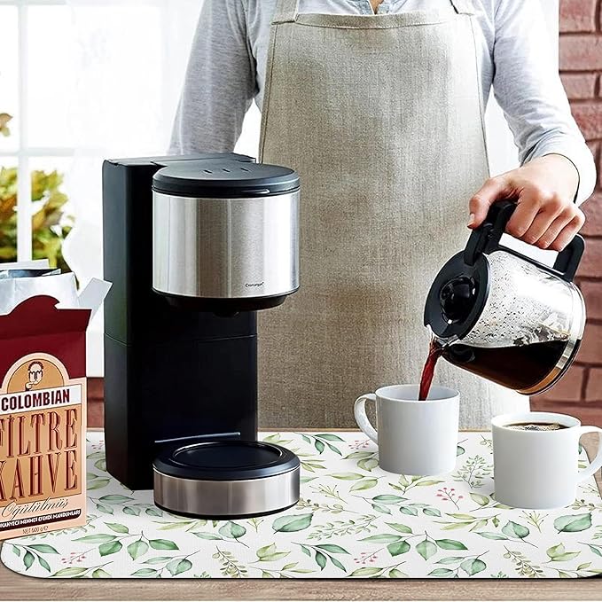Fun Coffee Mat 19inx12in,Coffee Bar Mat for Countertops,Absorbent Hide Stain Anti-Slip Coffee Bar Accessories Fit Under Coffee Machine Mat,dish Drying Mats for Kitchen