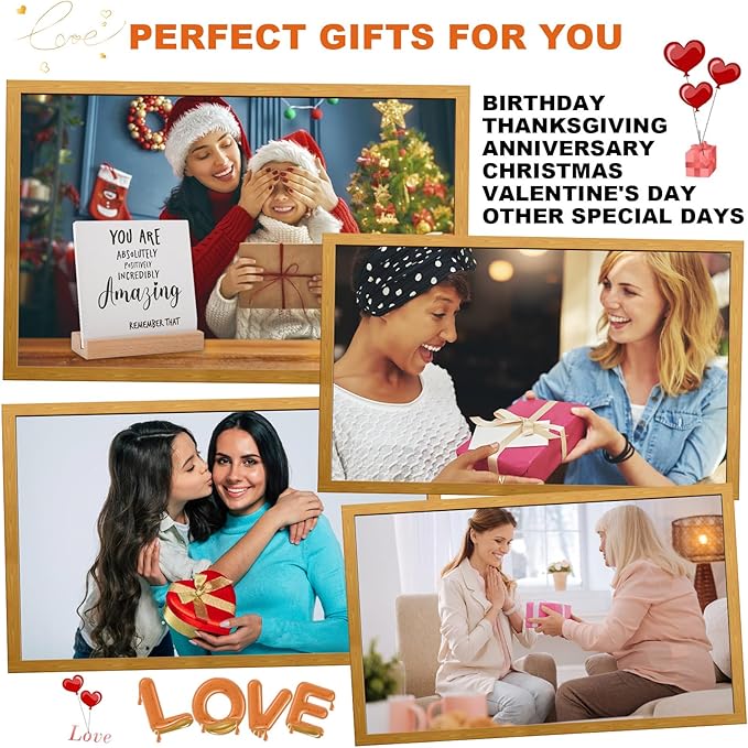 Inspirational Quotes Gifts for Women Friend Coworker Graduate Teen Girl Boy Valentines Day Birthday, Encouragement Decor Signs Cheer Up Hard Time Gifts for Her Him, You are Amazing Motivational Desk Plaque for Office Home
