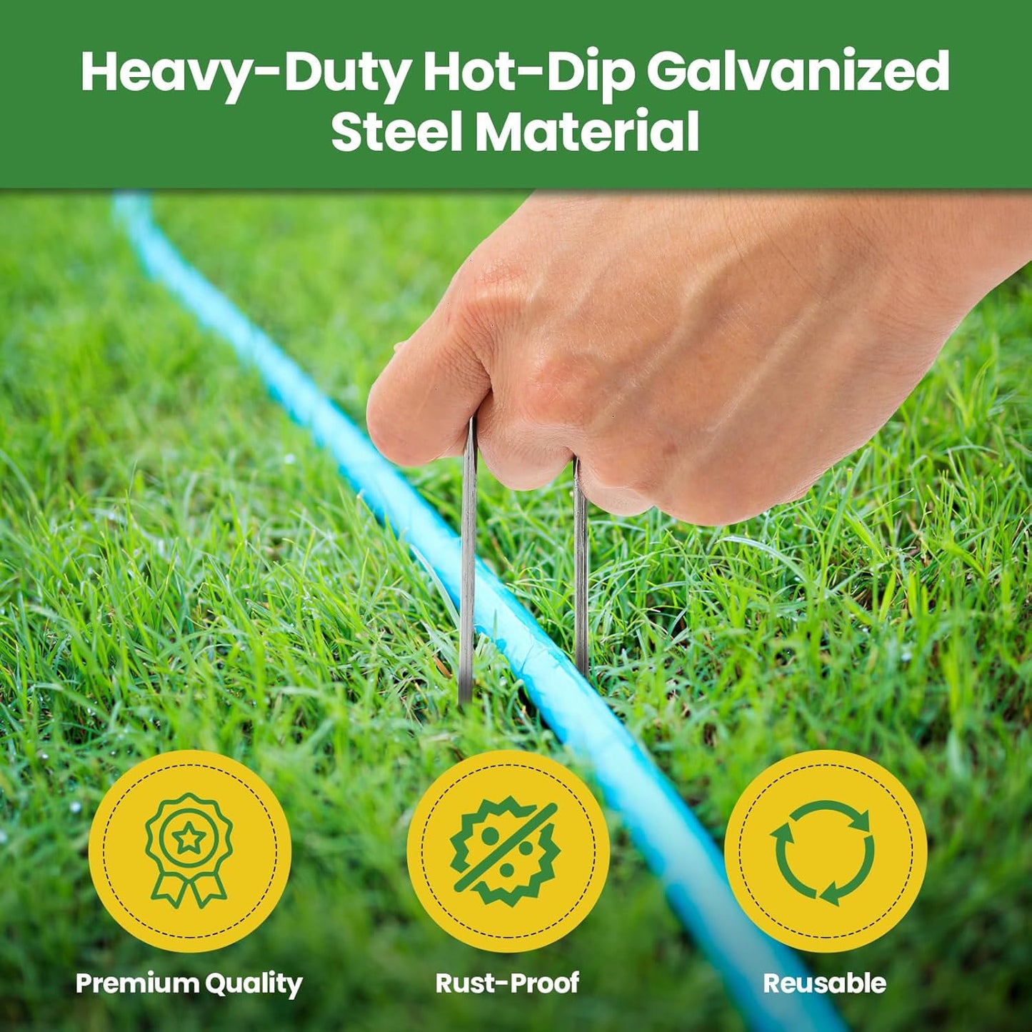 Landscape Staples 8 Inch 120 Pack, Garden Stakes Galvanized Garden Staples 11 Gauge, Plant Cover Stakes for Lawn Weed Barrier