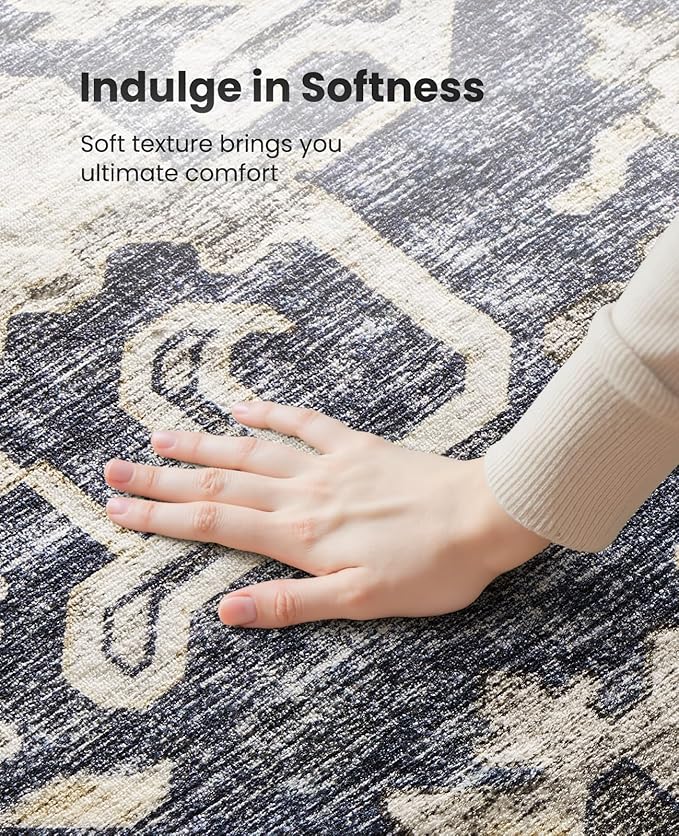 AMADA HOMEFURNISHING 2x3 Washable Area Rug, Low-Profile Entryway Rug with Non-Slip Backing & Durable Edge Binding, Vintage Rug Pattern, Small Rugs for Entryway, Kitchen & Living Room