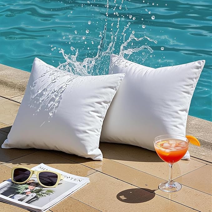 Phantoscope Premium Outdoor Pillow Inserts - Pack of 2 Square Form Water Resistant Polyester Throw Pillows, Couch Sham Cushion Stuffer, 26 X 26 inches