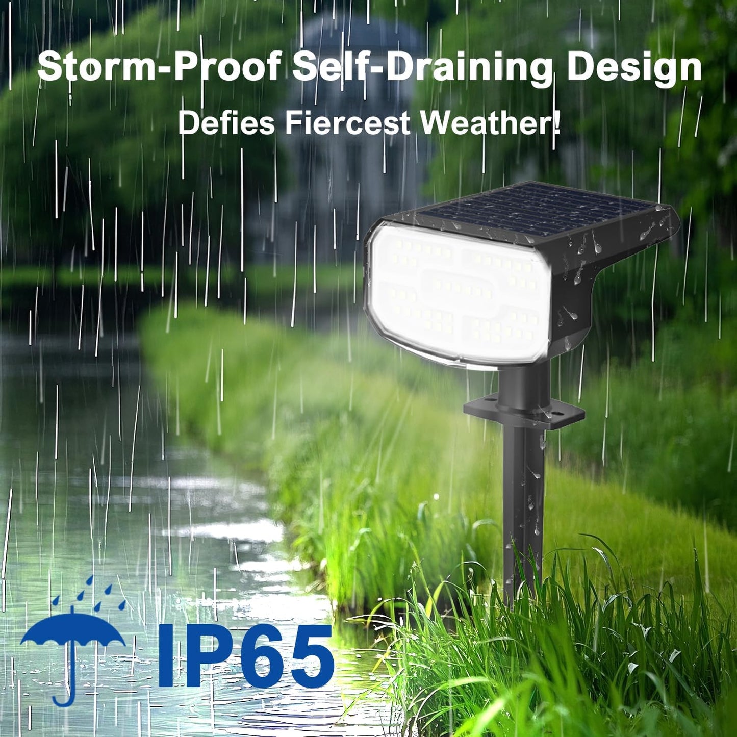 Solar Lights Outdoor Waterproof IP65, Super Bright LED, 2CCT 4 Lighting Modes 3000K/6500K Selectable, Solar Powered Yard Garden Solar Spot Lights for Outside Landscape Auto On/Off -2 Pack