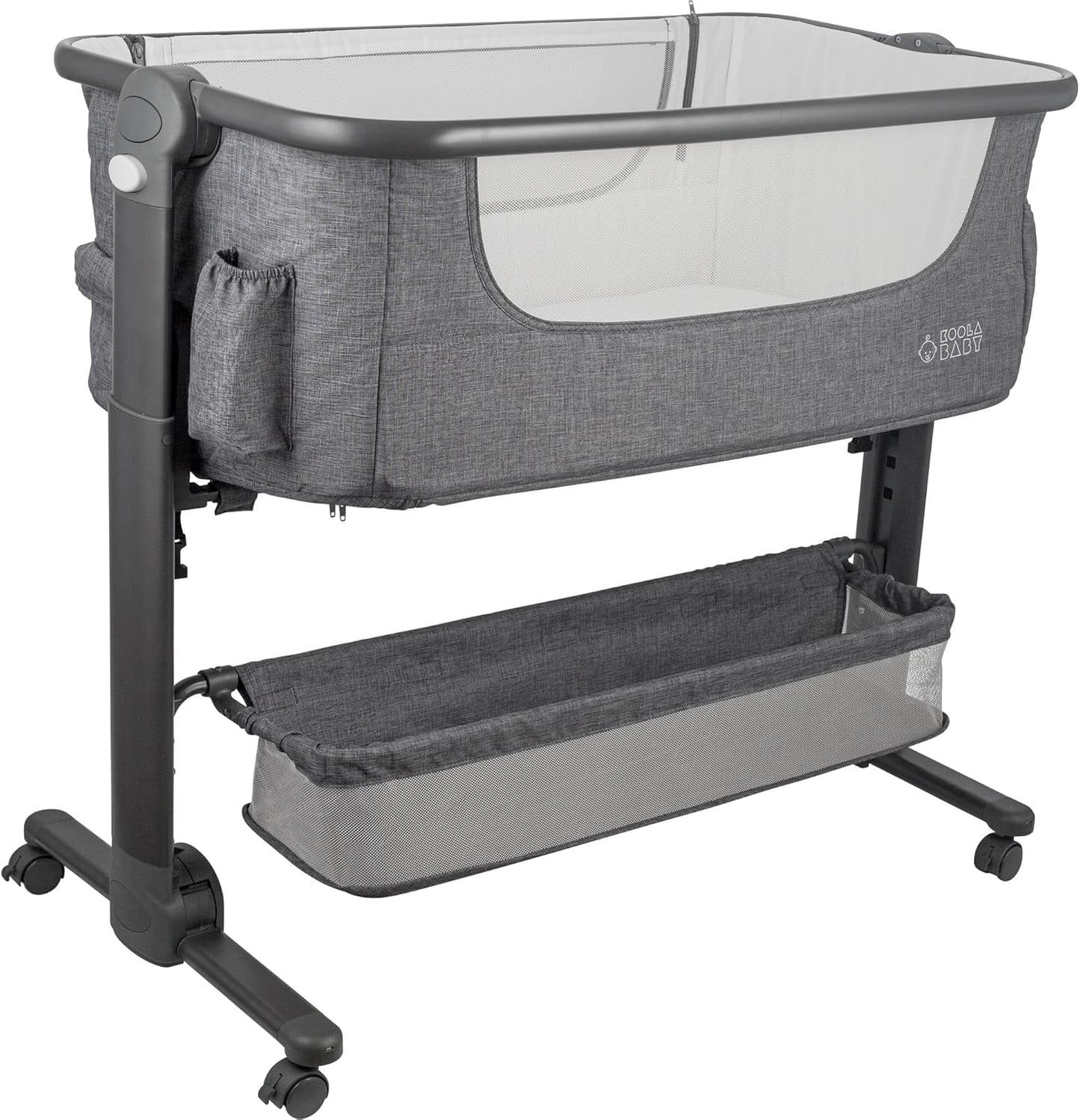 KoolerThings Baby Bassinet, Bedside Sleeper for Baby, Easy Folding Portable Crib with Storage Basket for Newborn, Bedside Bassinet, Comfy Mattress/Travel Bag Included (Bassinet) (Grey)