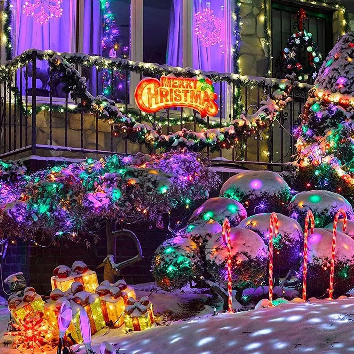 JMEXSUSS 500 LED Christmas Lights Outdoor Waterproof, Multicolor Christmas Tree Lights Plug in, 8 Modes Twinkle Fairy String Lights for Indoor Xmas Wedding Party Garden Decoration